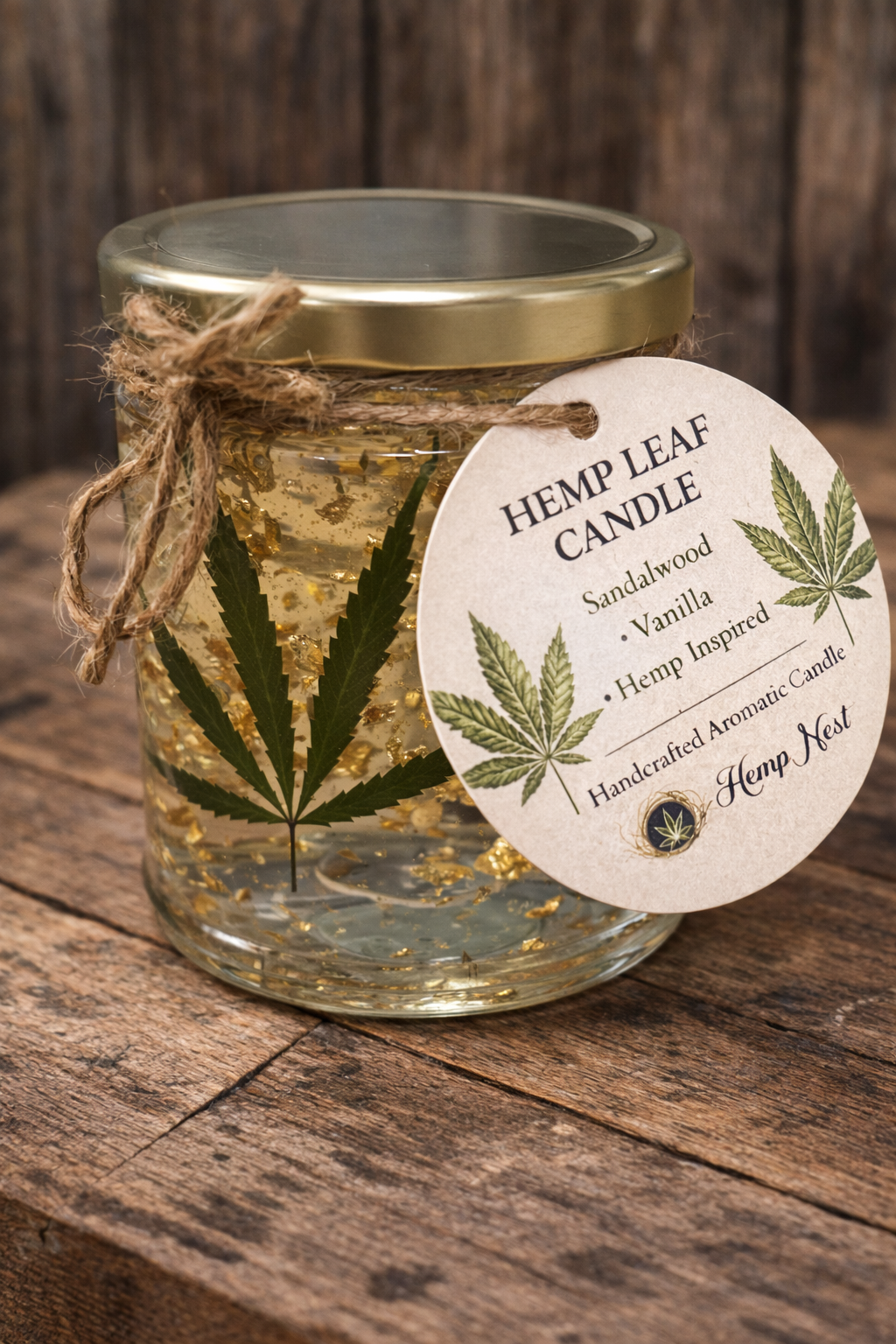 Hemp Leaf Botanical Candle – Sandalwood, Vanilla & Hemp Flower