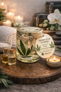 Hemp Leaf Botanical Candle – Sandalwood, Vanilla & Hemp Flower